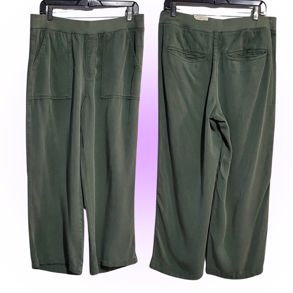 Relaxed Wide-Leg Utility Pants - Olive Green